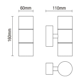 Leto 2 Light Up and Down Outdoor Wall Light Stainless Steel